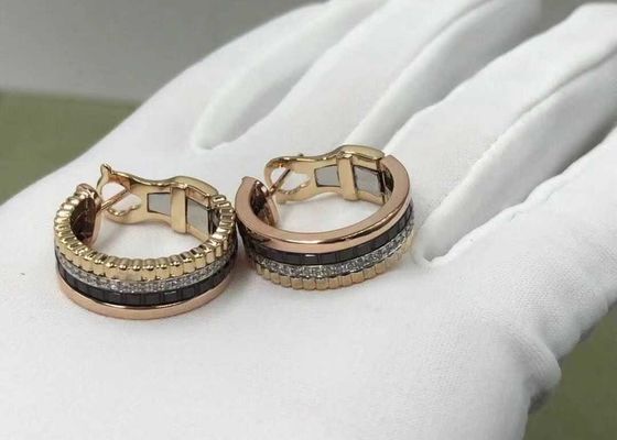 Fashionable Quatre Ceramic Small Gold Hoop Earrings For Women