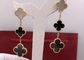 Certified White And Gray Mother Of Pearl 18K Gold Earrings , Magic Alhambra Earrings