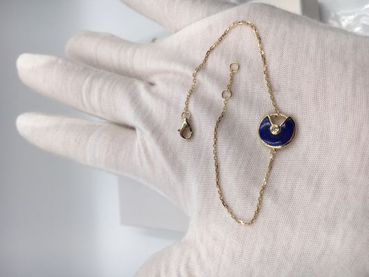 Заколдовывая красочная цепь золота карата ожерелья 18k золота карата Lazuli Lapis 18